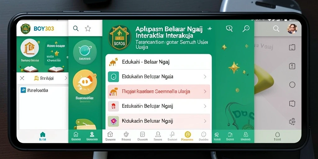 Tampilan antarmuka BOY303 yang menarik dan interaktif untuk belajar ngaji.