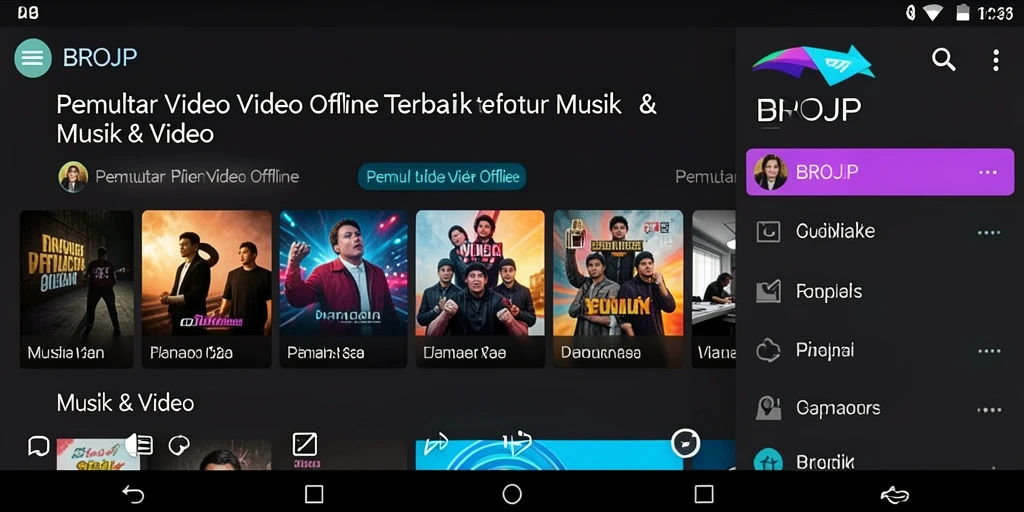 Tampilan antarmuka yang bersih dan fungsional dari aplikasi BROJP Pemutar Video Offline.