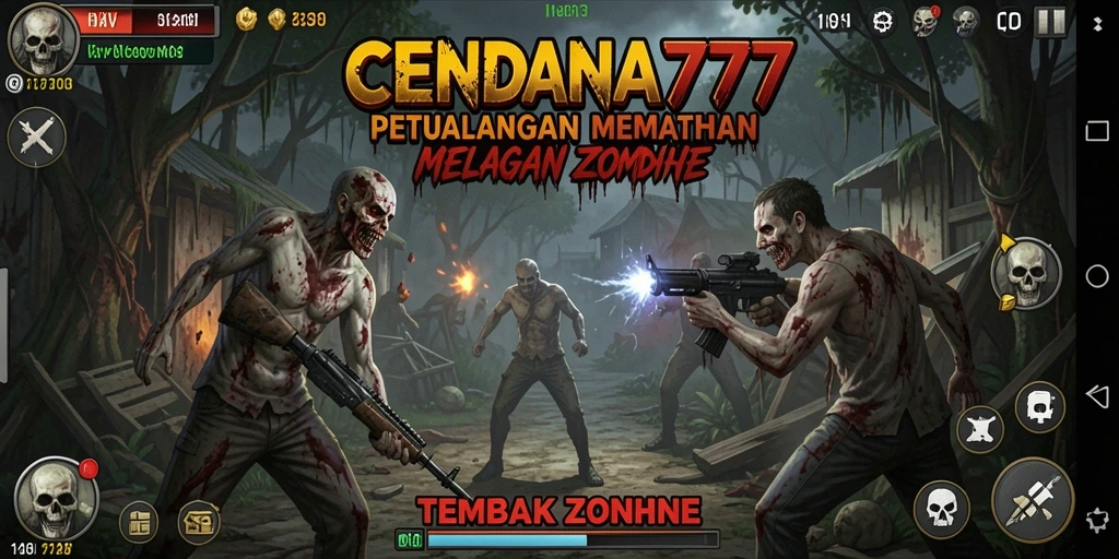 Tampilan antarmuka CENDANA777 saat beraksi melawan zombie.