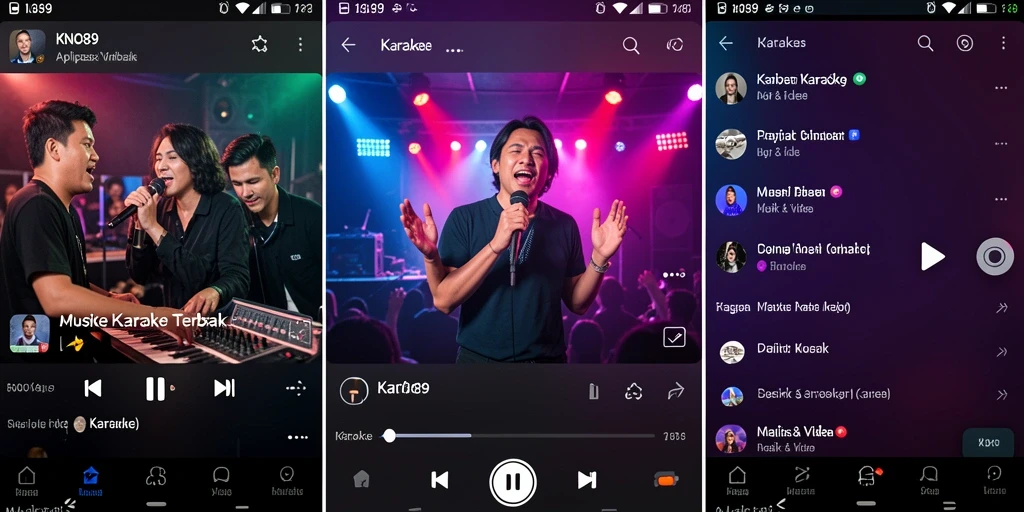 Tampilan antarmuka KNO89 dengan fitur karaoke yang menarik.